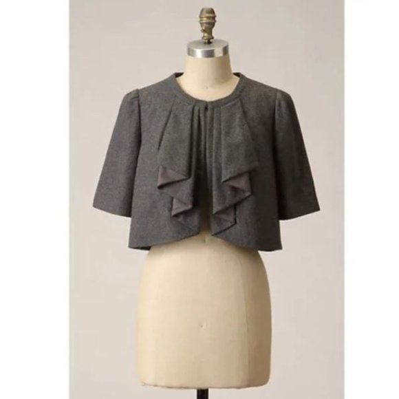 Elevenses | Anthropologie Catalina Bolero gray wool jacket - Picture 1 of 7